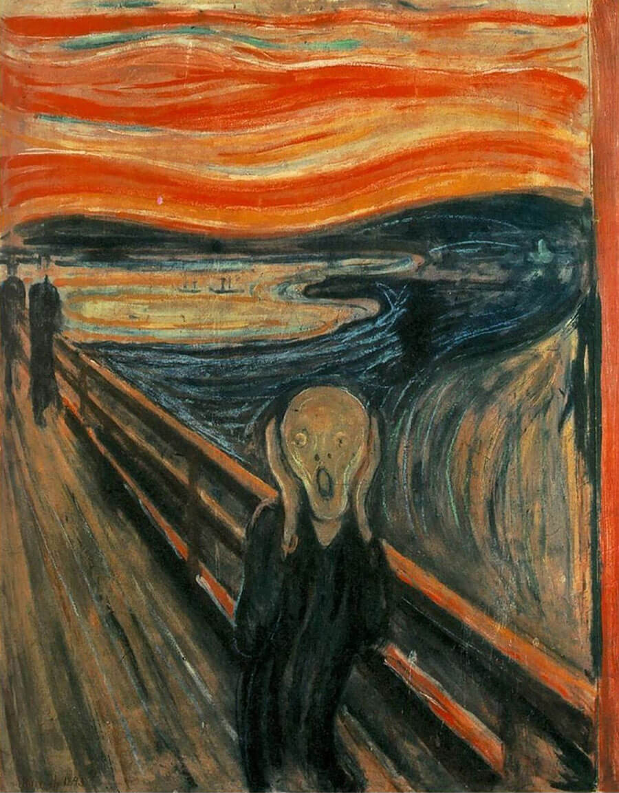 Bức họa The Scream của Edvard Munch, tác phẩm nổi tiếng của Trường phái Biểu hiện thể hiện nỗi sợ hãi