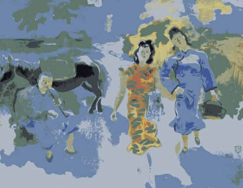 Bức tranh Chợ Miền Núi của họa sĩ Nguyễn Tường Lân