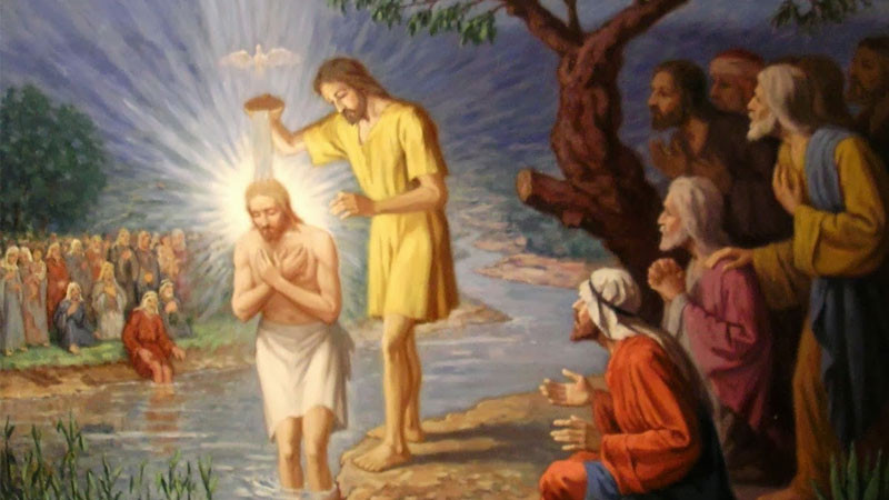 Bức tranh mô tả Chúa Giêsu chịu phép rửa với Chúa Thánh Thần hiện xuống