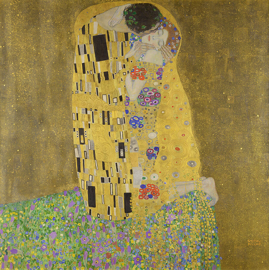 Bức tranh Nụ hôn của Gustav Klimt thuộc Thời kỳ Vàng