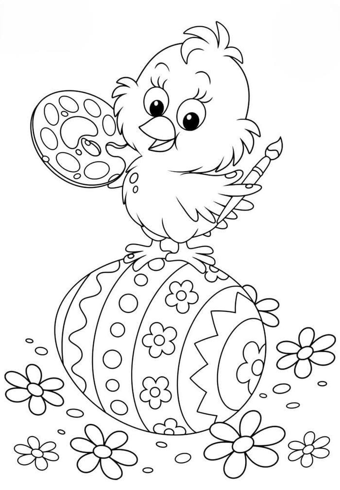 Bức tranh tô màu gà con đơn giản chỉ với vài đường nét cơ bản