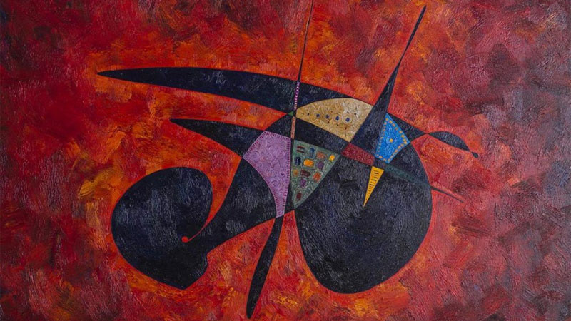 Bức tranh trừu tượng thể hiện nỗi buồn sâu sắc qua các mảng màu