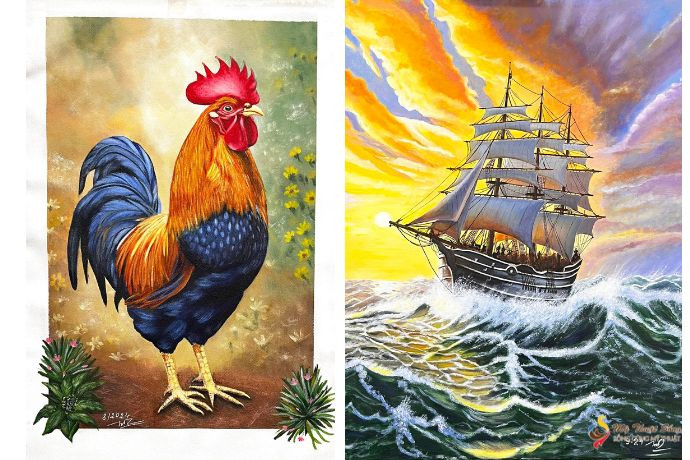 Bức tranh vẽ trên canvas sử dụng màu acrylic