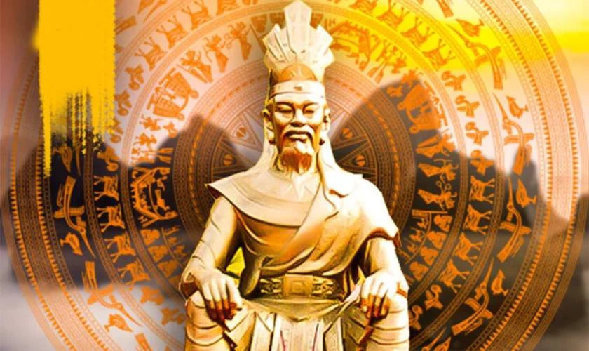 Bức tượng Vua Hùng đặt tại khu di tích