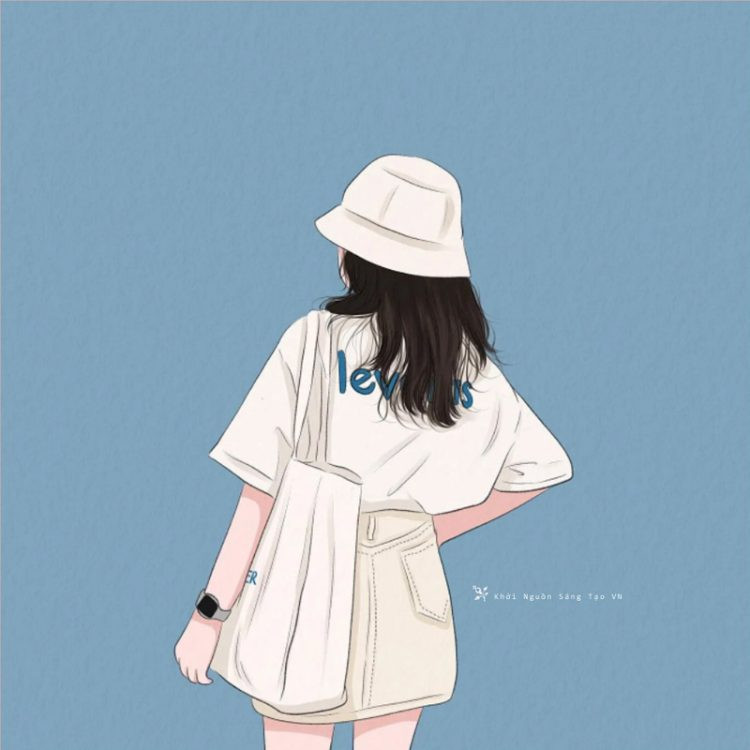 Tuyển Tập Hình Vẽ Cute Đáng Yêu Con Gái Hot Nhất Bức vẽ cô gái quay lưng trong bối cảnh lãng mạn, thơ mộng