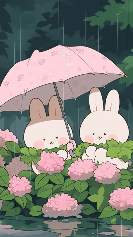 Bức vẽ nhỏ cute về cây cối và nấm