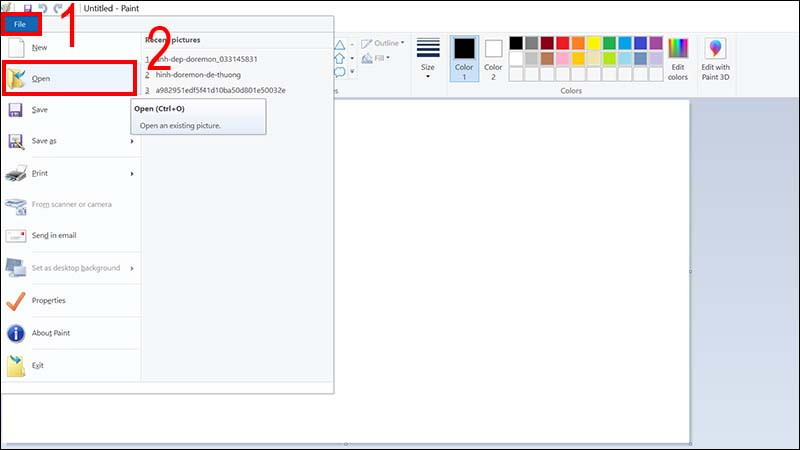 Bước 1: Mở file ảnh định dạng PNG trong phần mềm Paint trên Windows