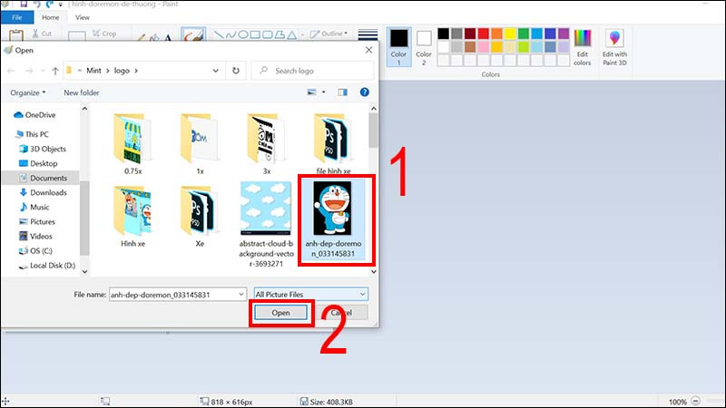 Bước 2: Chọn tùy chọn &quot;Save as&quot; (Lưu thành) từ menu &quot;File&quot; trong Paint