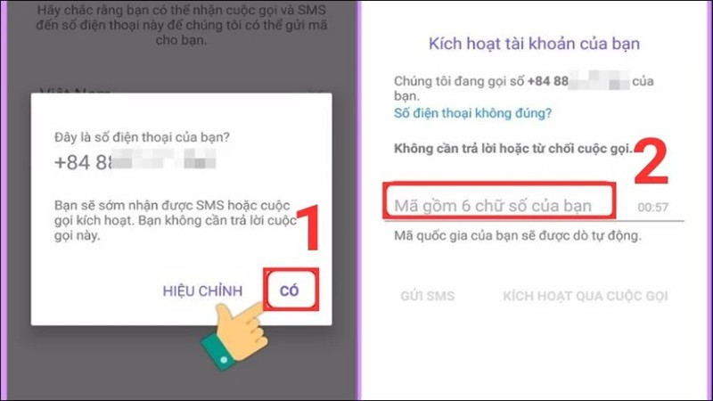 Bước 2: Nhập mã xác nhận được gửi đến điện thoại để xác thực Viber
