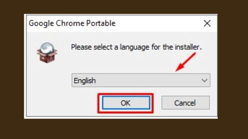Bước 2 trong hướng dẫn tải: Chọn ngôn ngữ sử dụng cho phần mềm Portable