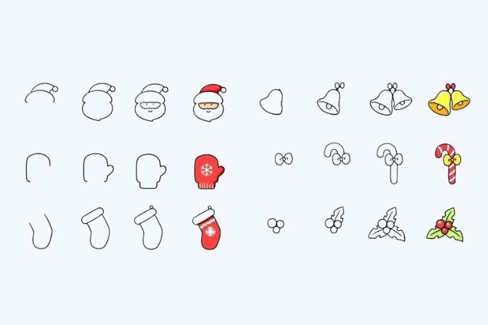 Các bước vẽ phụ kiện trang trí Giáng sinh