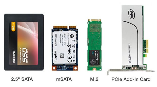 Các hình dạng và kích thước khác nhau của ổ cứng SSD: 2.5 inch SATA, M.2 và mSATA