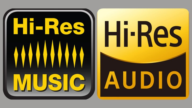 Các logo chứng nhận Hi-Res Audio và Hi-Res Music từ các tổ chức