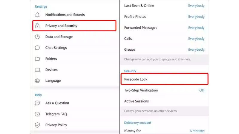 Cài đặt khóa ứng dụng bằng mật mã (Passcode Lock) trong Telegram