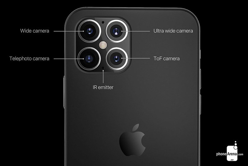 Cận cảnh cụm 4 camera sau trên ý tưởng thiết kế iPhone 12