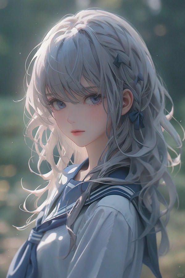 Cận cảnh đôi mắt long lanh và mái tóc mượt mà của cô gái anime xinh đẹp