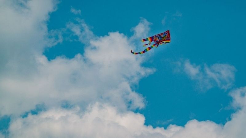 Cánh diều nhiều màu sắc tự do bay lượn