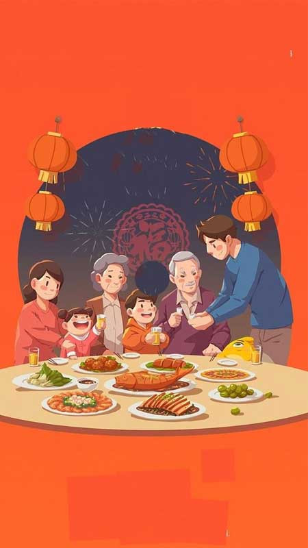 Cảnh gia đình đón Tết sum vầy làm hình nền