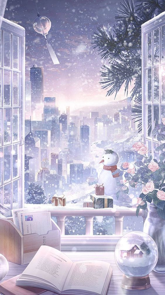 Cảnh tuyết rơi lãng mạn trong hình ảnh anime 3D