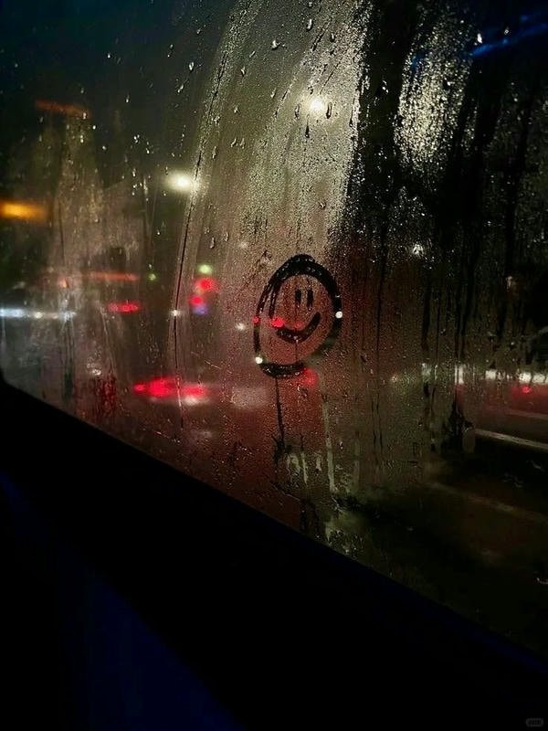 Cảnh vật bên ngoài ô tô trong một ngày mưa