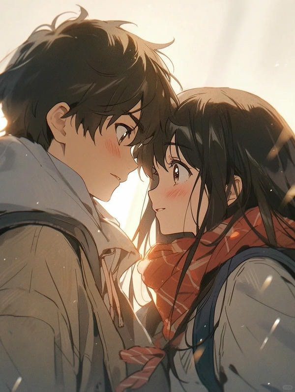 Cặp đôi anime chia sẻ ô dù dưới mưa