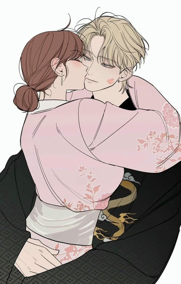 Cặp đôi anime đang cười đùa vui vẻ