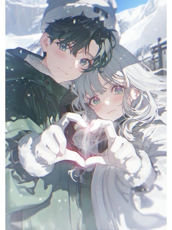 Cặp đôi anime dưới bầu trời đêm đầy sao, lãng mạn