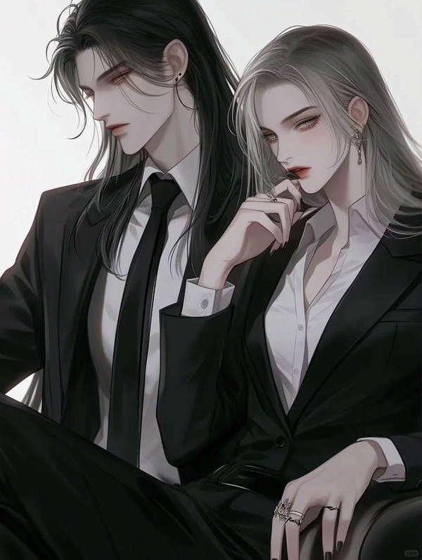 Cặp đôi anime ngầu với trang phục tối màu