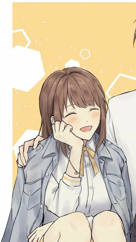 Cặp đôi anime ngồi tựa vào nhau