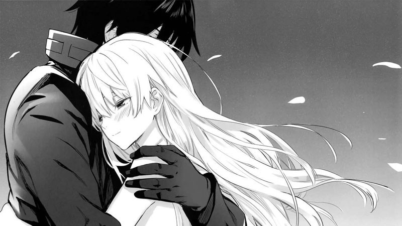 Cặp đôi anime trắng đen với nụ cười