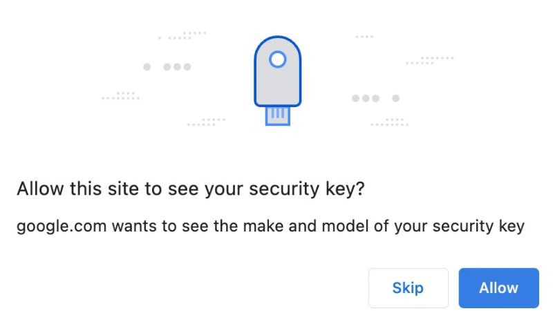 Cấp quyền cho trình duyệt web để truy cập và sử dụng thiết bị YubiKey khi được yêu cầu xác thực.