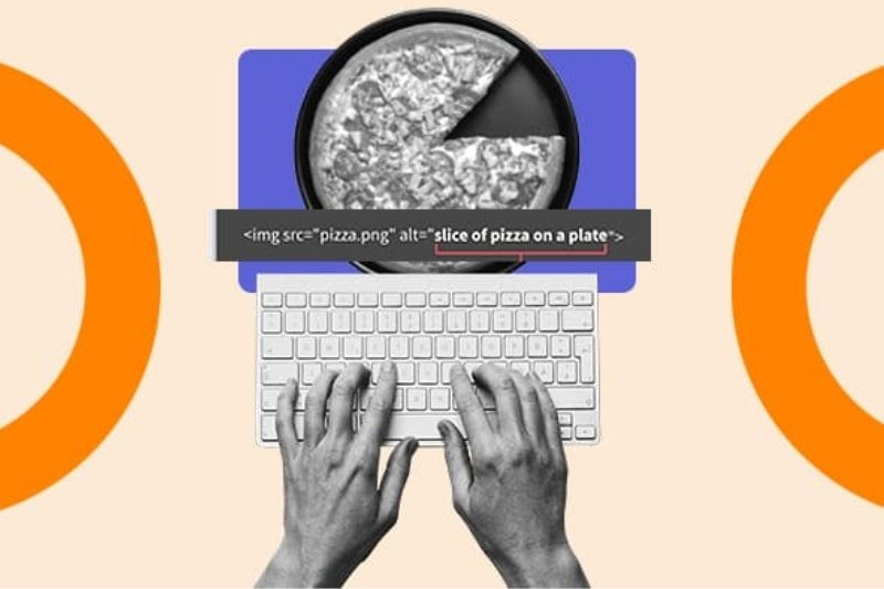 Cấu trúc HTML minh họa cách thêm thuộc tính Alt vào thẻ hình ảnh