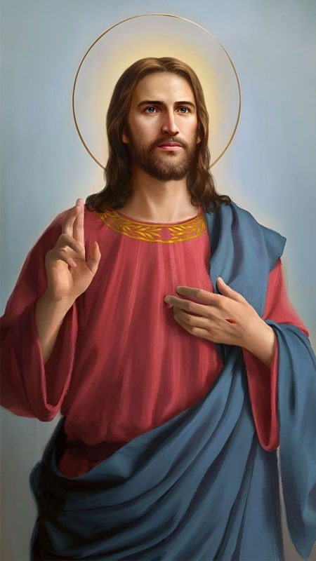 Chân dung Chúa Giêsu với ánh mắt nhân từ và mái tóc bồng bềnh