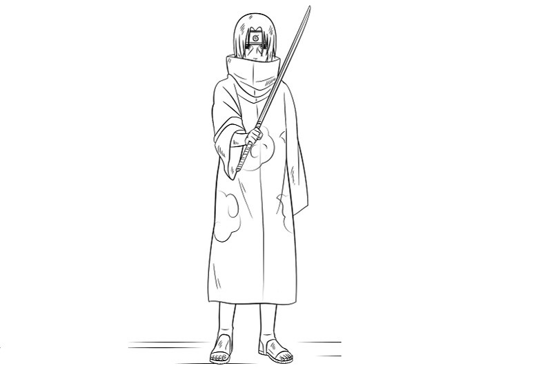 Chân dung Itachi đen trắng với đôi mắt sâu thẳm