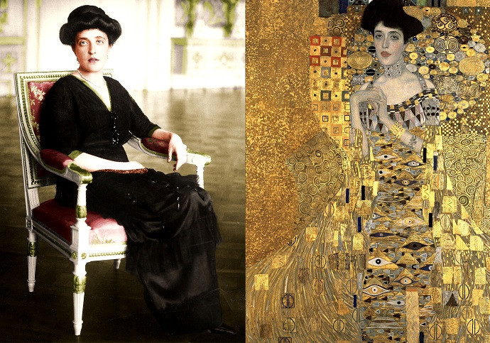 Chân dung Nàng Adele Bloch-Bauer I, tác phẩm &quot;Phu nhân vàng&quot; của Gustav Klimt với phong cách trang trí bằng vàng lộng lẫy.