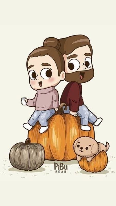 Chàng cùng nàng trên quả bí đỏ cho mùa Halloween sắp tới trong hình hoạt hình