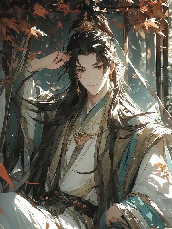 Chàng trai anime cổ trang diện y phục trắng, tay cầm kiếm