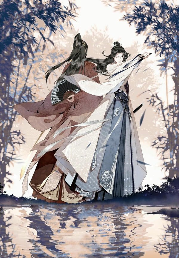 Chàng trai anime cổ trang ngồi trên mái nhà cổ kính