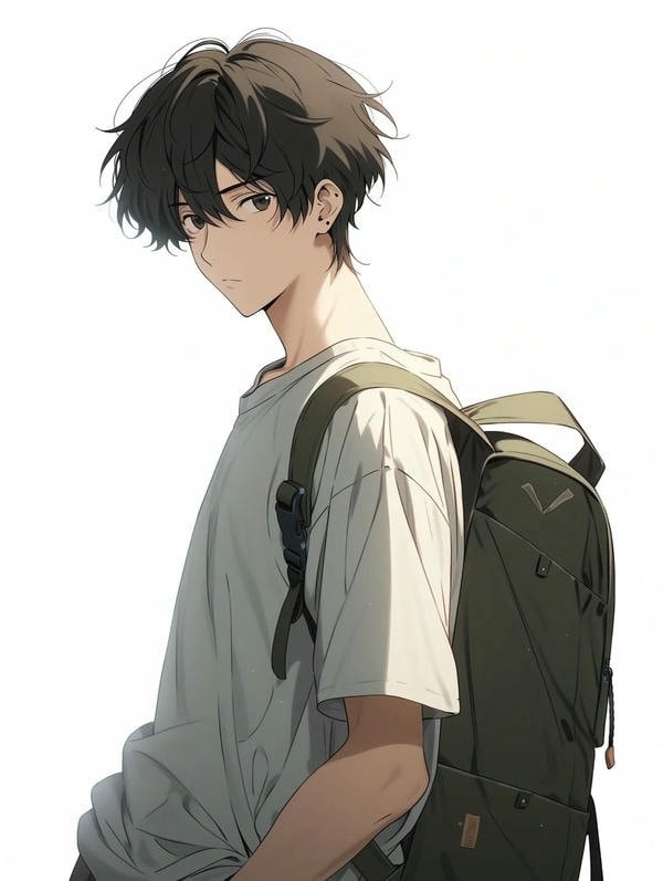 Chàng trai anime học đường đang mỉm cười thân thiện