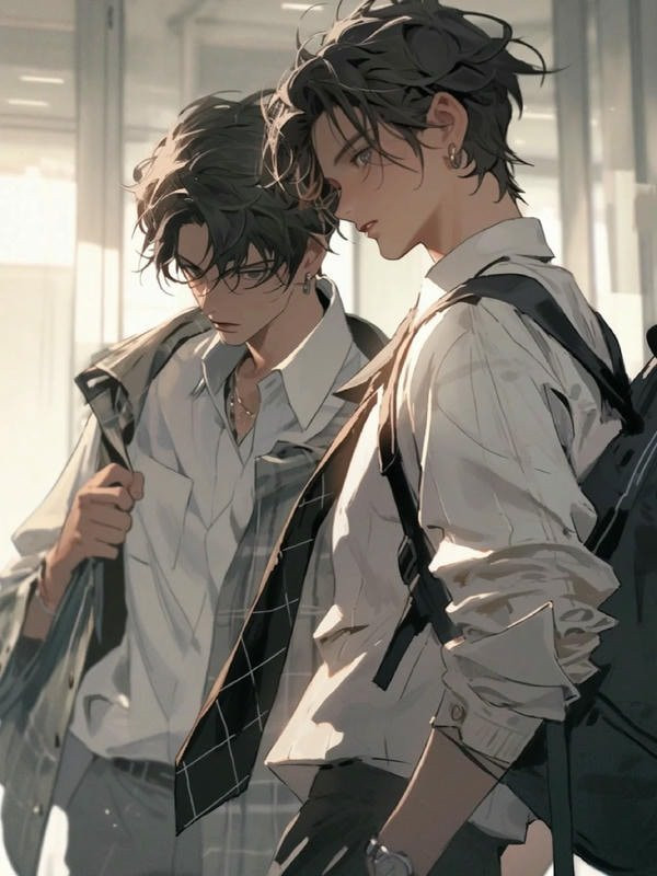 Chàng trai anime học đường đang tham gia lễ hội trường