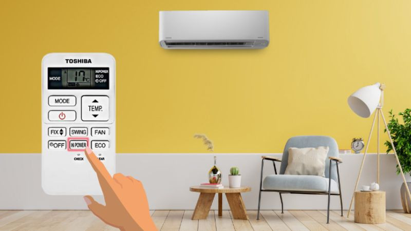 Chế độ Hi Power của điều hòa Toshiba, một chức năng làm lạnh/sưởi ấm nhanh khác.