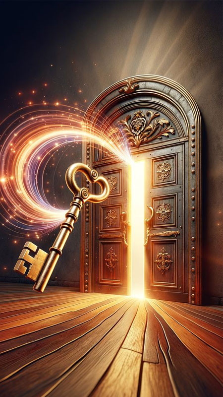 Chiếc chìa khóa vàng đặt trên sách vở, thể hiện mối liên hệ giữa kiến thức và thành công