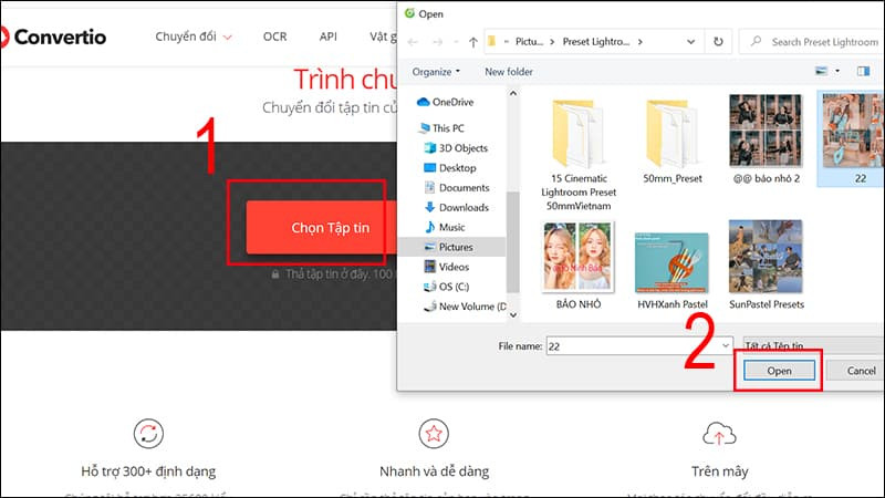 Chọn file ảnh định dạng PNG để tải lên và chuyển đổi sang PDF