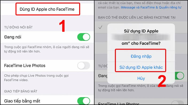 Chọn 'Sử dụng ID Apple cho FaceTime' để liên kết tài khoản nhận cuộc gọi