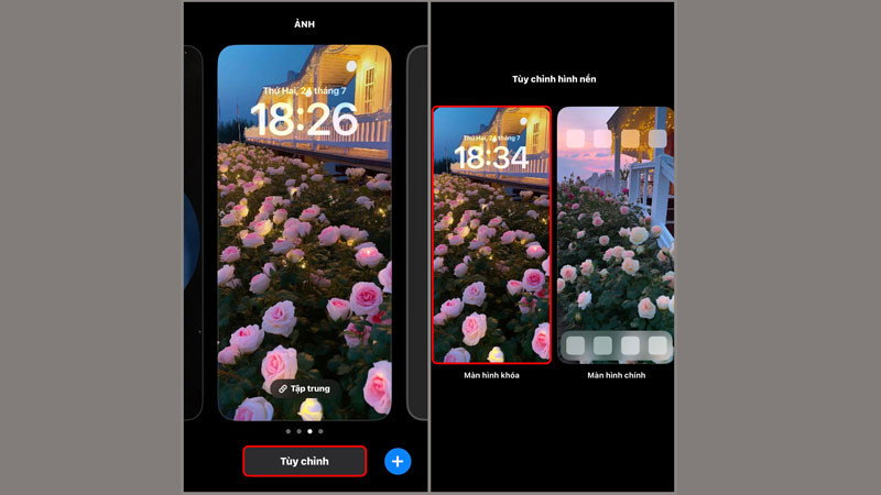 Chọn tùy chỉnh màn hình khóa để thêm tiện ích