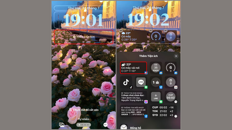 Chọn và thêm tiện ích vào màn hình khóa iPhone