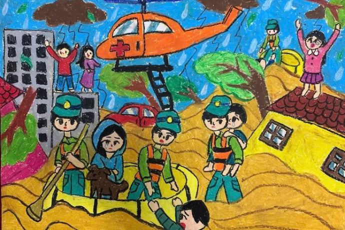 Chú bộ đội giúp người dân gặt lúa