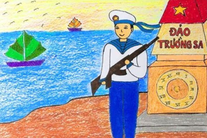 Chú bộ đội Hải quân thực hiện nhiệm vụ trên biển