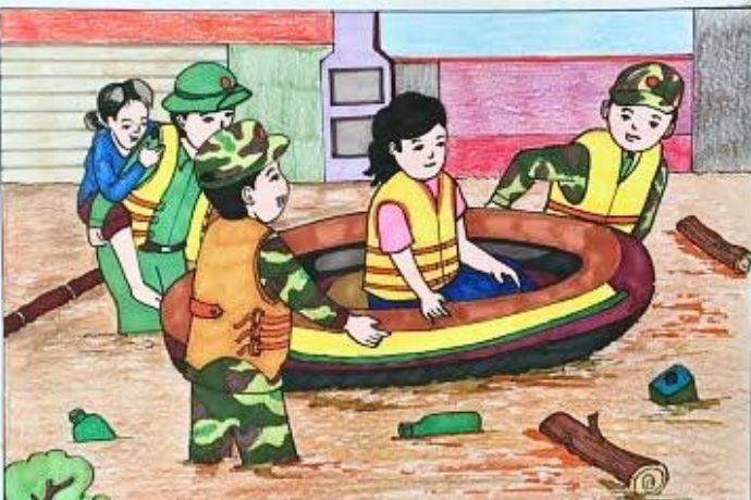 Chú bộ đội hướng dẫn người dân kỹ thuật canh tác