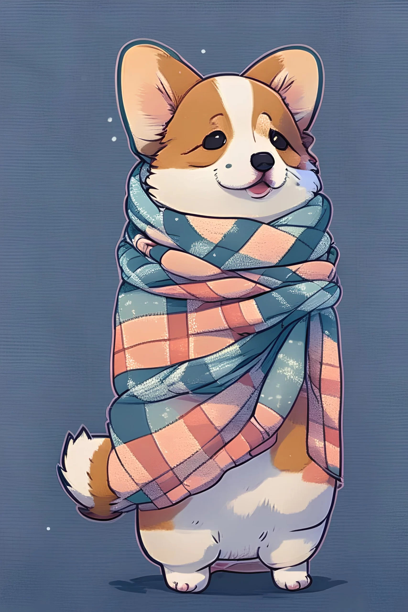 Chú chó Corgi dễ thương quàng chiếc khăn ấm áp